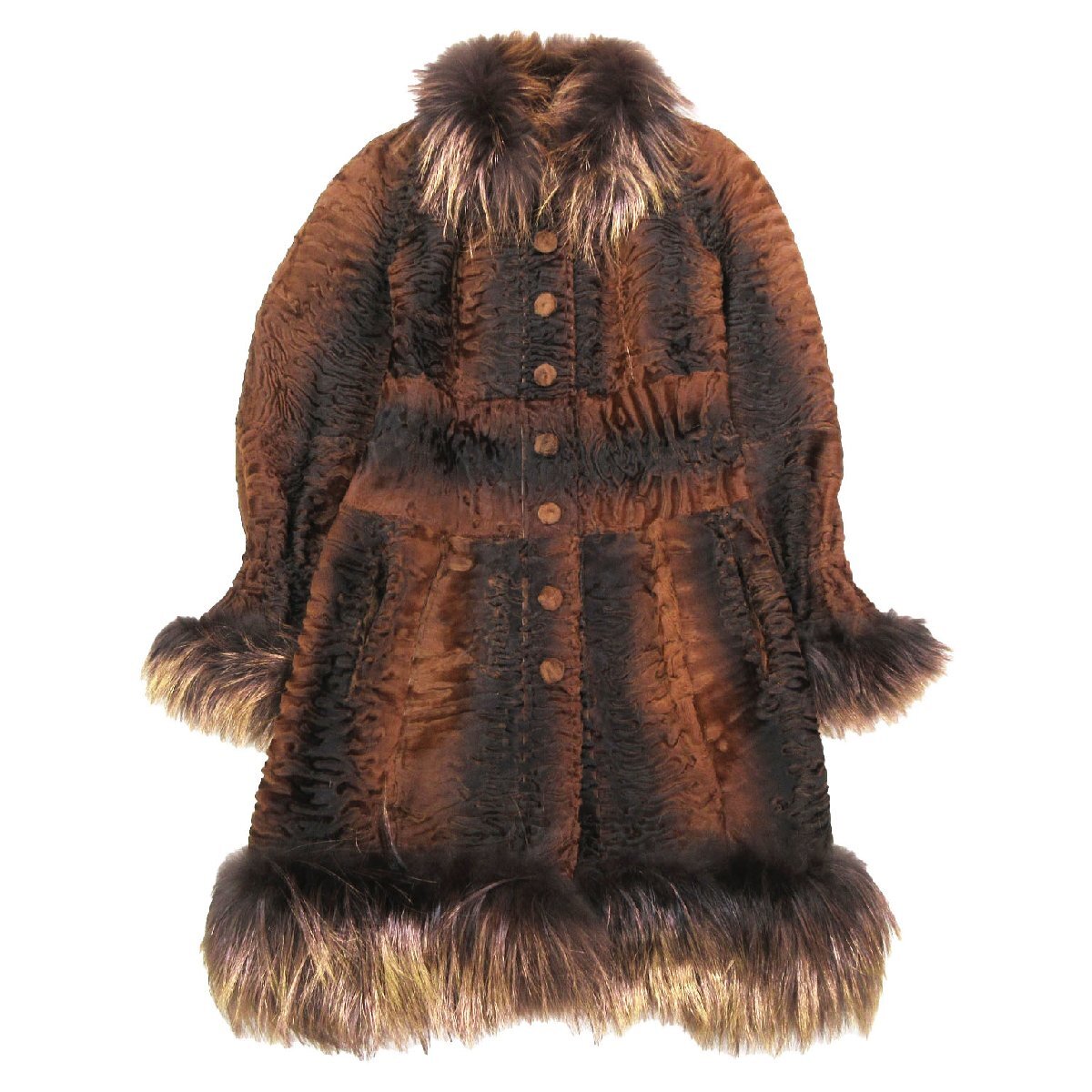 FENDI フェンディ カルガンラム ムートン ファー リバーシブルコート アウター ブラウン サイズ40 precious surface レディース拍卖