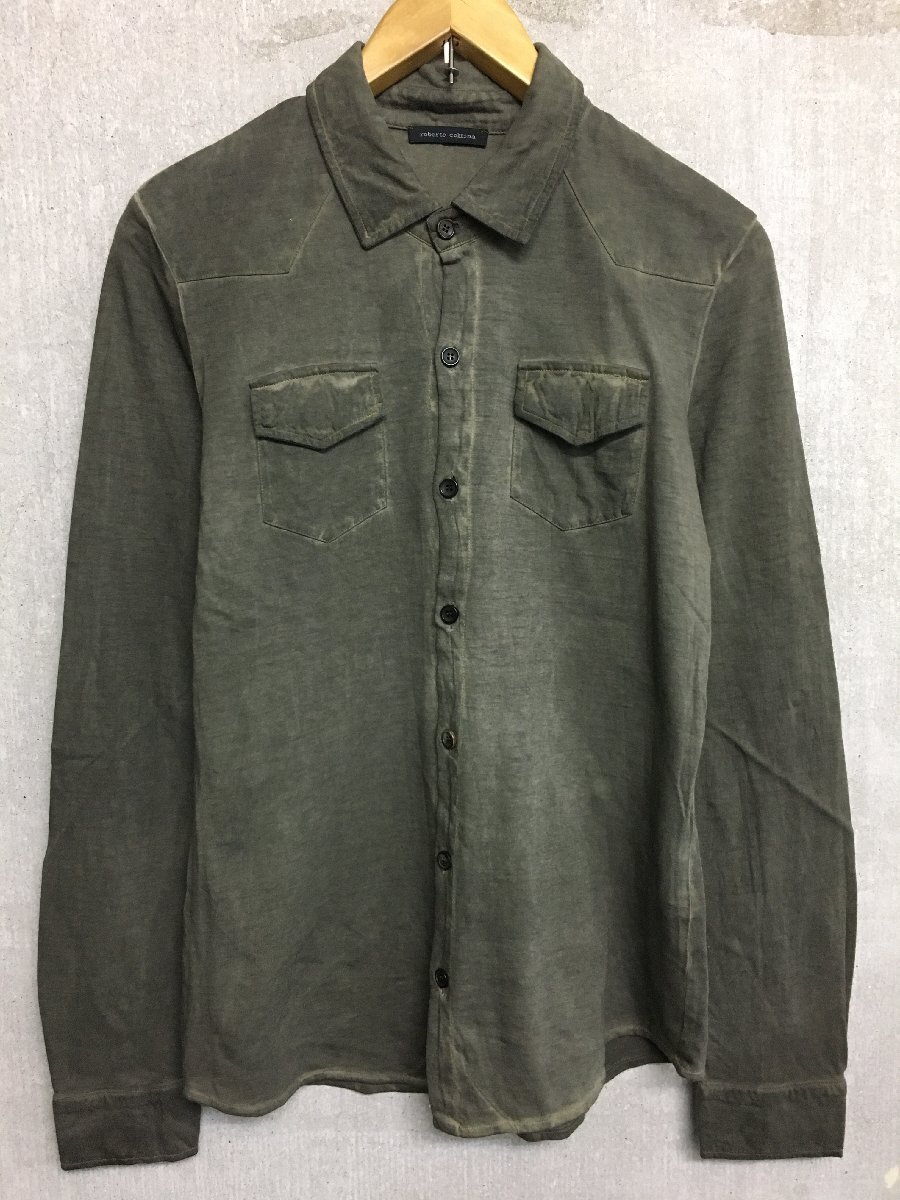 ◆国内正規 roberto collina ロベルトコリーナ ダブルフラップ ガーメント ダイ 染め 加工 ポケット付き 天竺 シャツ サイズ48拍卖