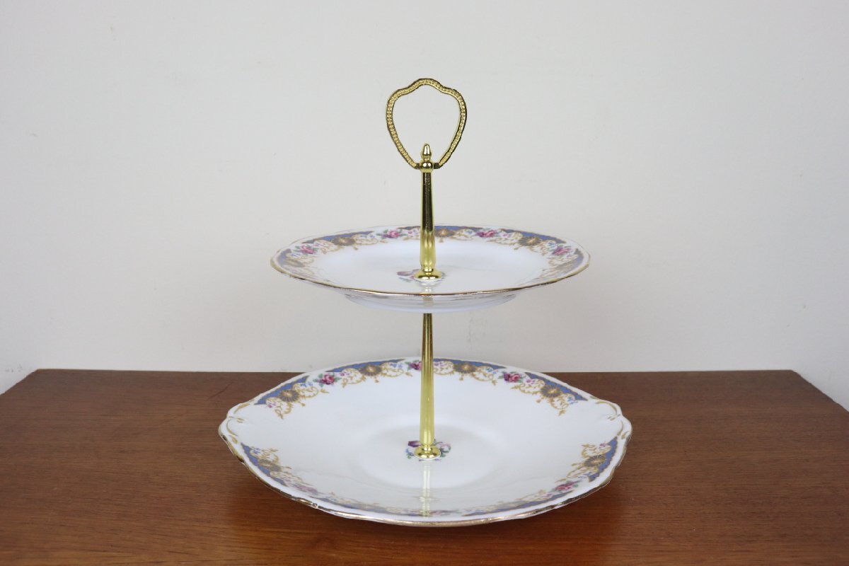 アダレイ SEVRES 2段ケーキスタンド アフタヌーンティースタンド Adderley 花柄 イギリス アンティーク つ24拍卖