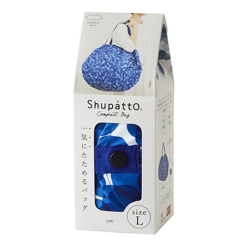 【即決】▽marna Shupatto(シュパッと) コンパクトバッグ L▽ エコバッグ サブバッグ お買い物 うみ柄 ブルー // S-468U 拍卖