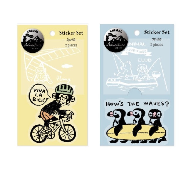 @【即決】◆アニマル アドベンチャークラブ◆ どちらか1つ 猿 ペンギン シール ステッカーセット(2枚入)透明素材 //AAS-04 AAS-02拍卖