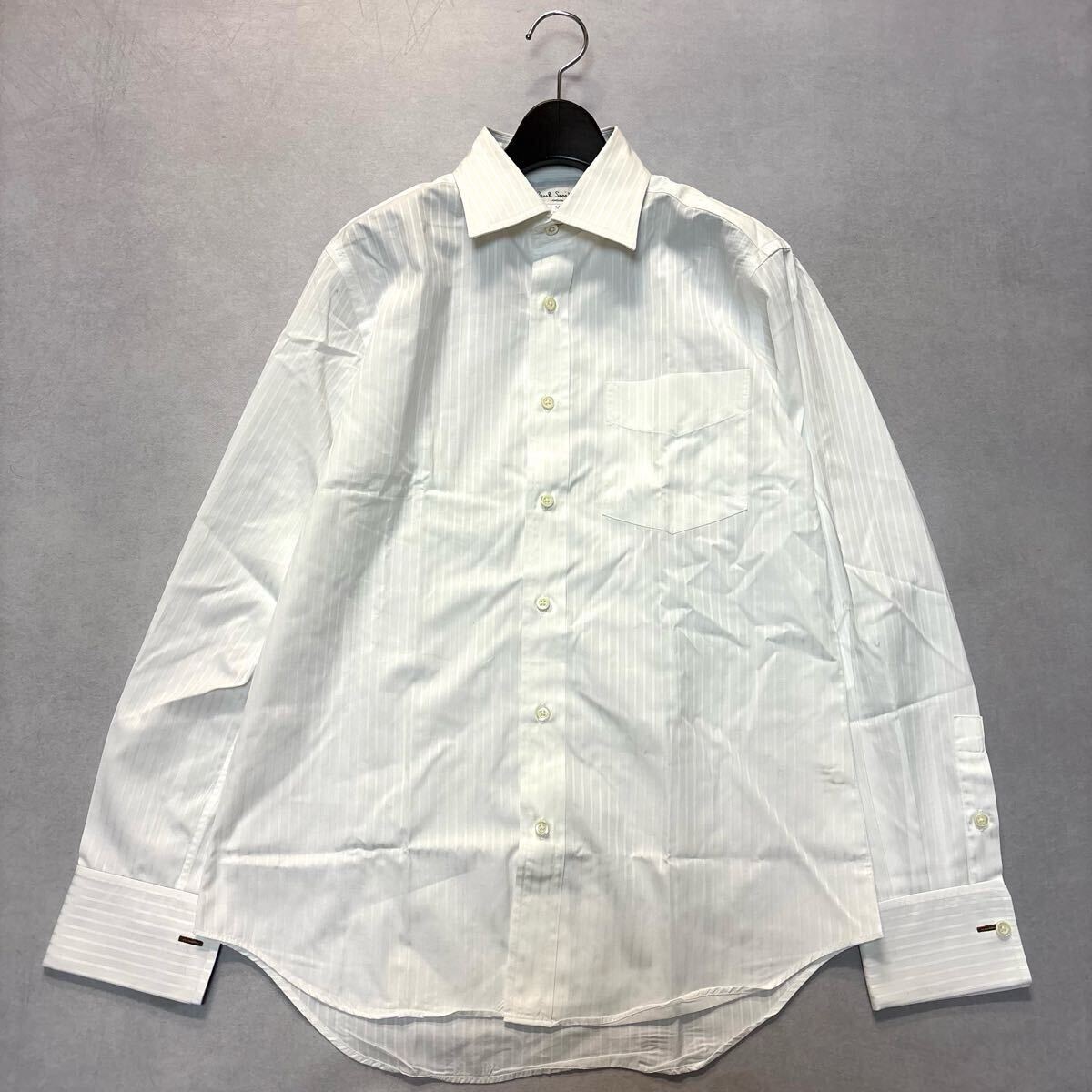 Y ◇ 良品/人気モデル!! '日本製' Paul Smith ポールスミス 長袖 コットン100% ストライプ柄 Yシャツ ボタンシャツ M トップス 婦人服 WHT拍卖