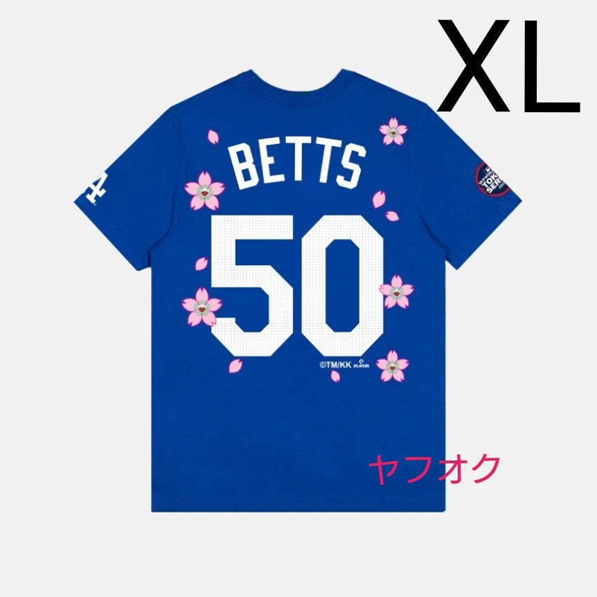 新品 MLB 村上隆 TM/KK コラボ 東京シリーズ 開幕戦 ドジャース ムーキー・ベッツ Tシャツ XL メンズ ブルー 青拍卖