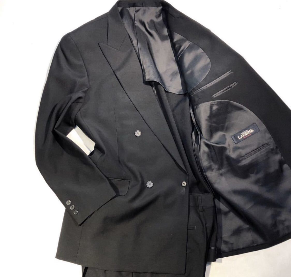 新品☆未使用【サイズA7 XL★ウール100% 礼服】4Bダブルスーツ メンズスーツ ダブルスーツ 喪服 ブラックフォーマル アジャスター付き拍卖