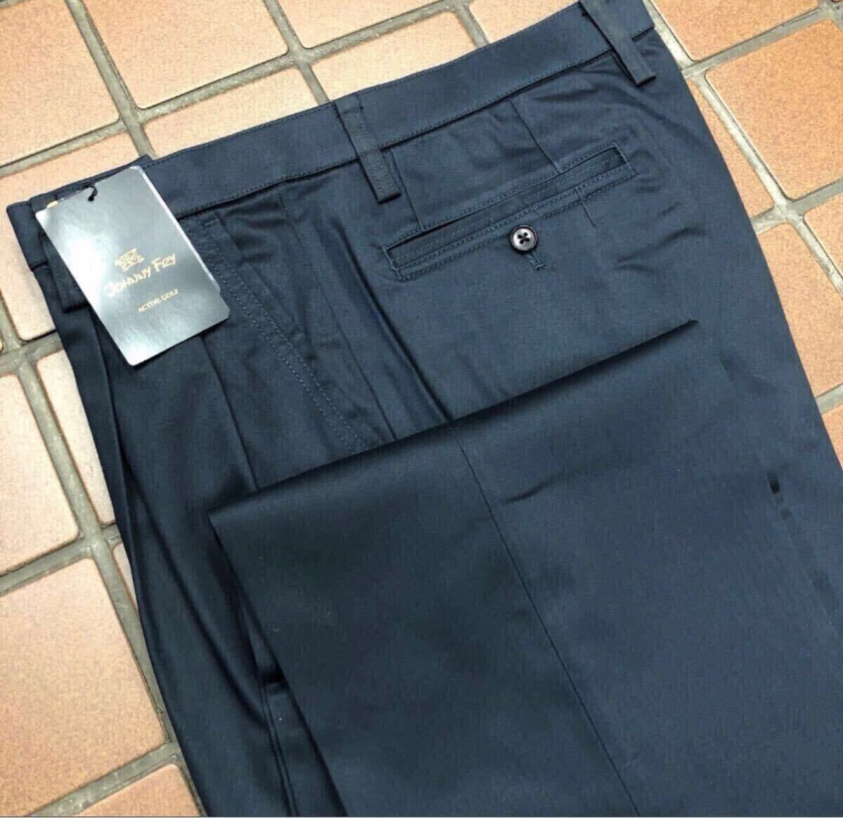 新品☆未使用 W91cm 春夏 ネイビー系 綿パン メンズスラックス ビジネスパンツ ゴルフウェア GOLFパンツ 動きやすい 丸洗いOK 二木ゴルフ拍卖