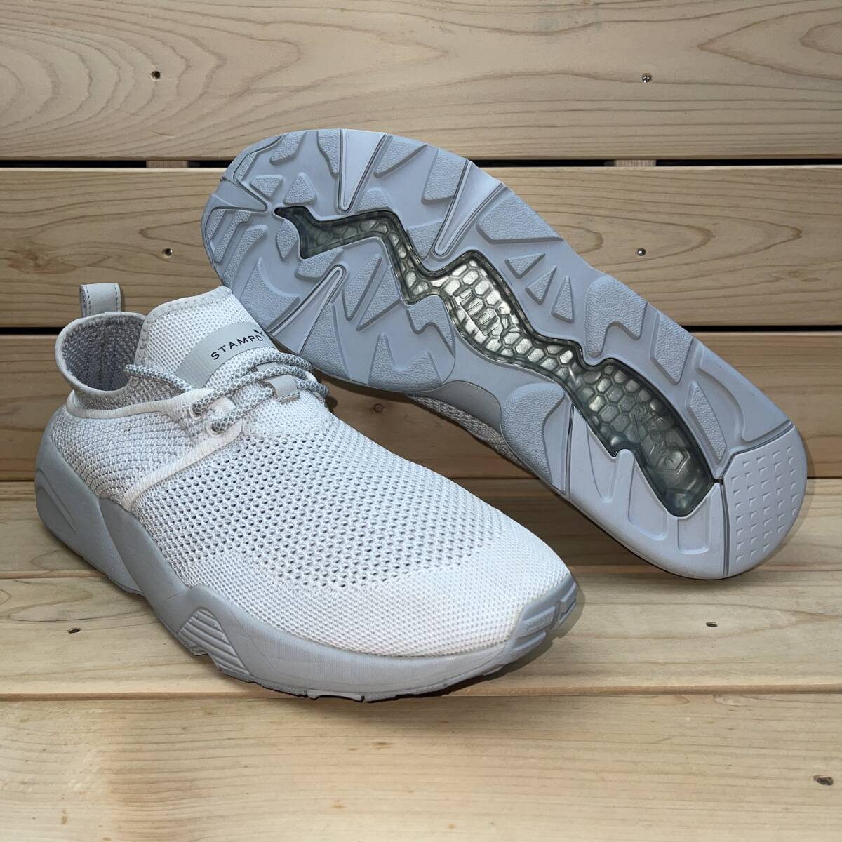 プーマ スタンプド 25cm トライノミック ウーブン 税込定価22000円 ホワイト グレー PUMA STAMPD TRINOMIC WOVEN コラボ メッシュ ① **拍卖