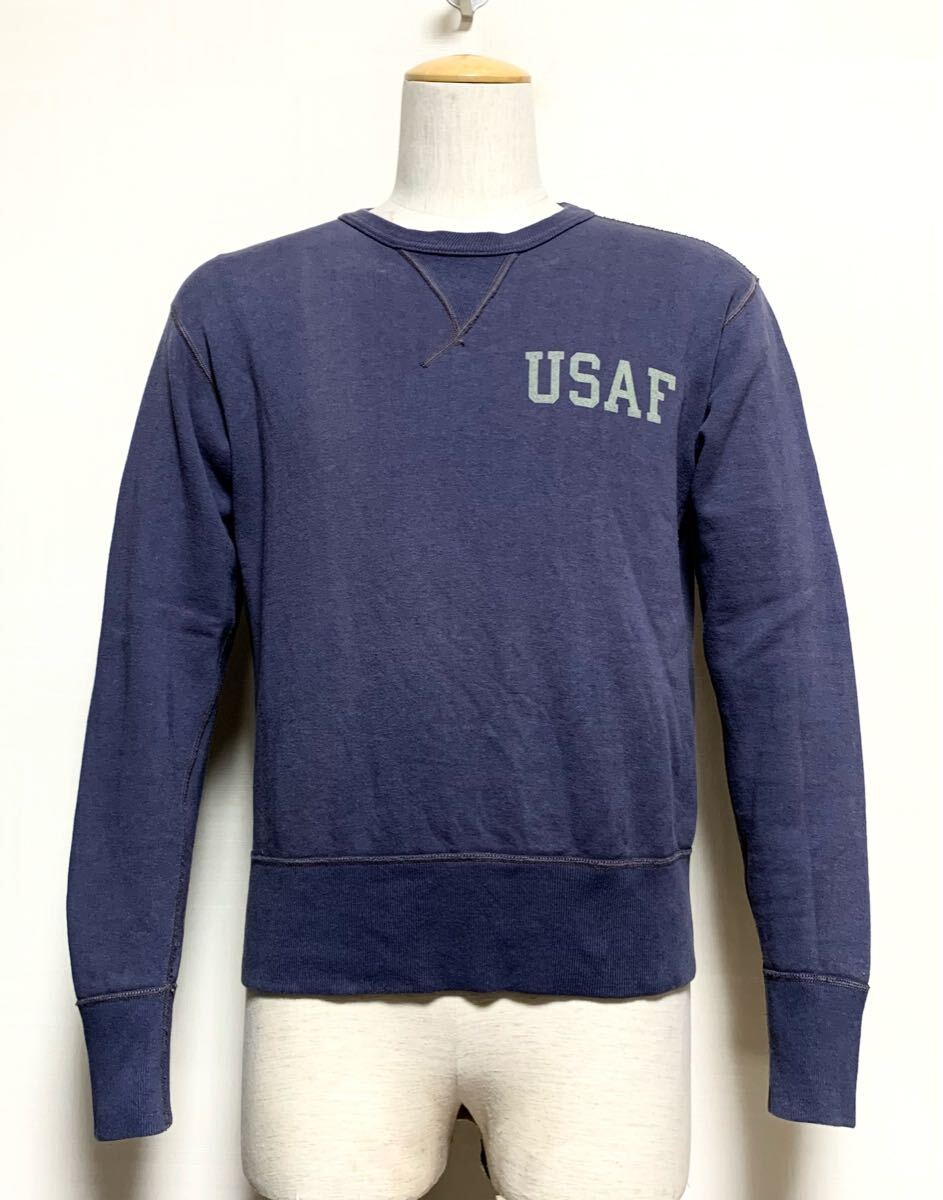 TOYS McCOY(トイズマッコイ).両V スウェット 38(USAF 染み込みプリント/アメカジ/肩47幅53丈60/デニム と相性抜群/warehouse type)拍卖