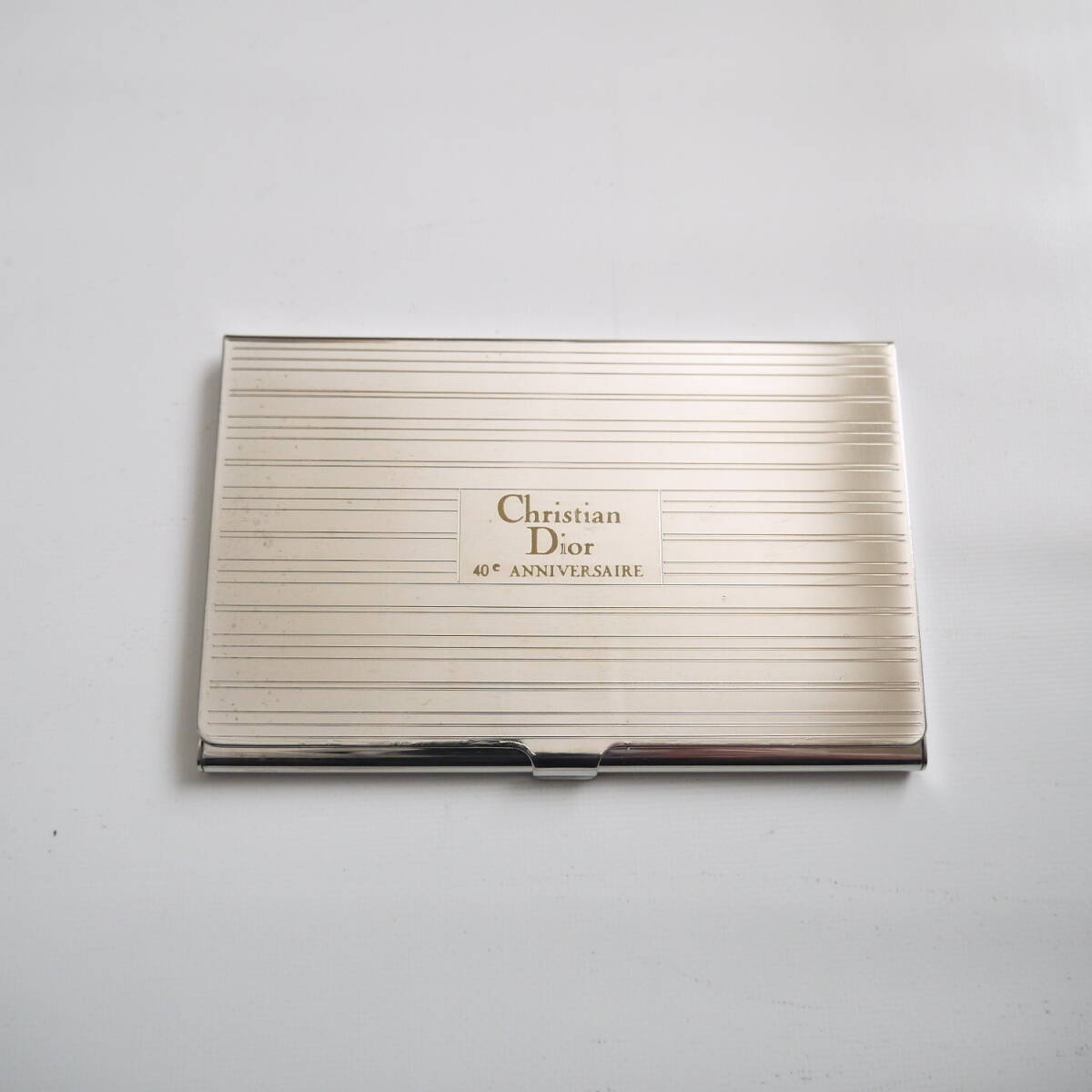 $ 美品 $ 40周年 限定 ANNIVERSARY♪■ クリスチャン ディオール Dior ■ ステンレス 名刺入れ カードケース■ ロゴ ■ ミラー調 シルバー拍卖