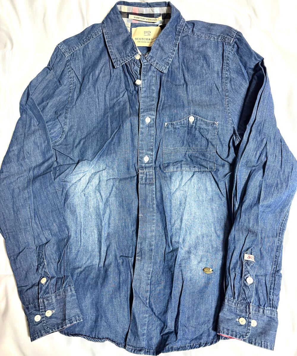 デニムシャツ 長袖 L ワークシャツ スコッチ&ソーダ拍卖