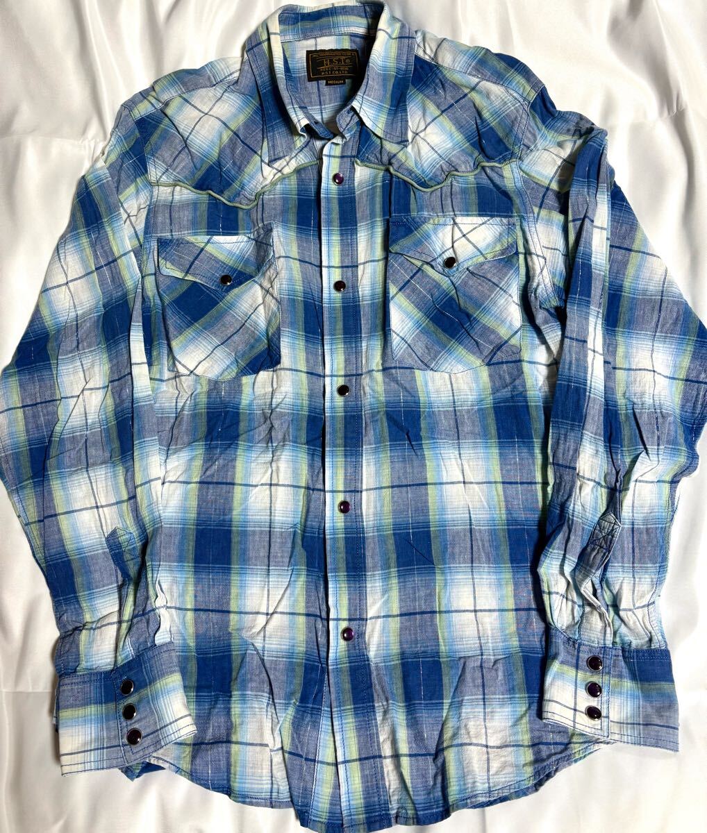 コットン チェック ウエスタンシャツ M 長袖シャツ アメカジ拍卖