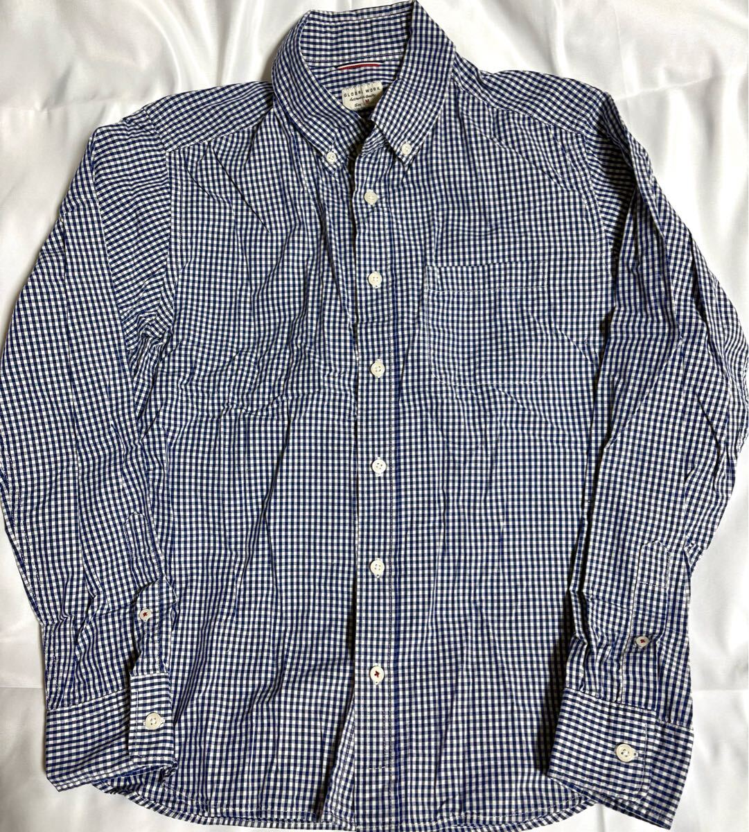 美品!グローバルワーク ギンガムチェックシャツ 長袖ボタンダウンシャツ M拍卖