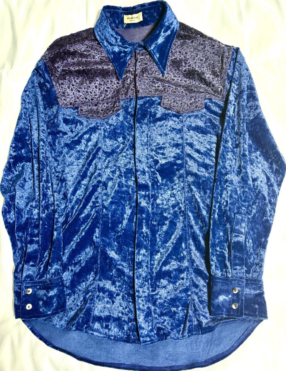 アトリエサブ 長袖シャツ M ベロア サイケ・ヒッピー 60's 70's拍卖