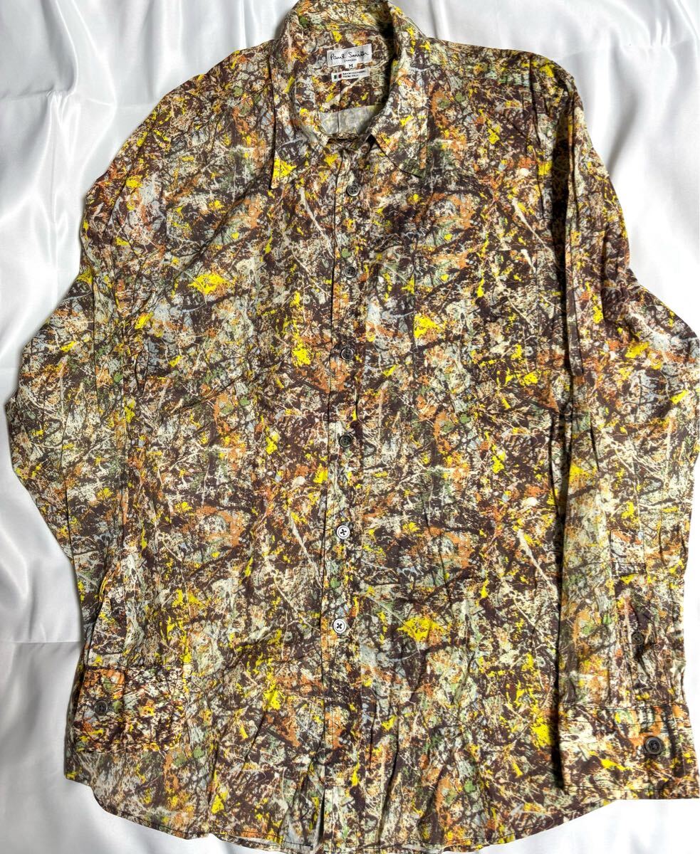 名作!希少!ポールスミス ジャクソンポロックアートプリントシャツ M 長袖シャツ ストーンローゼス Y2K拍卖