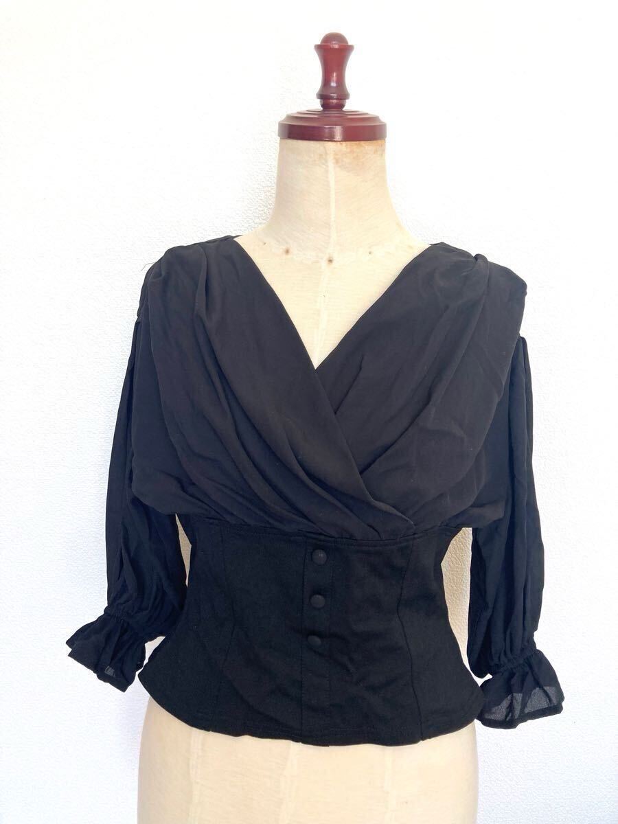 リゼクシー RESEXXY カシュクール 長袖 カットソー ブラック F 拍卖