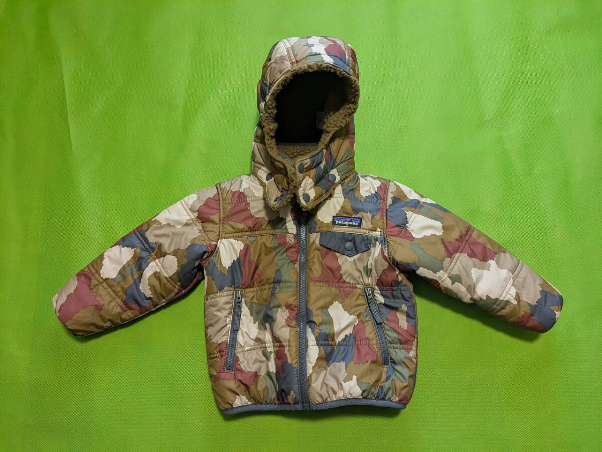 patagonia パタゴニア リバーシブル キッズ ジャケット パーカー ボア サイズ:2T (90cm) フード取り外し可能拍卖