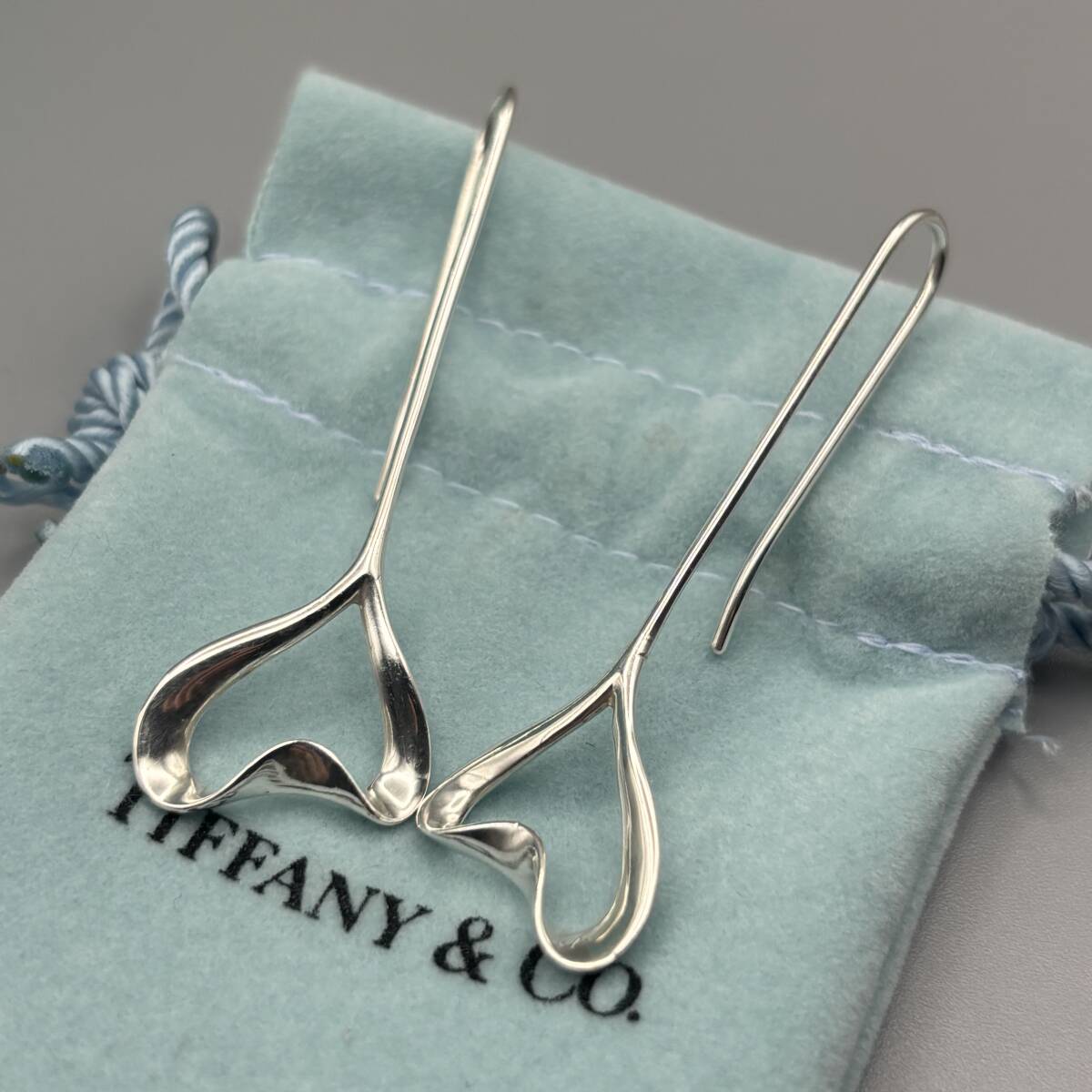 希少品 ティファニー オープンハート ドロップ フック ピアス イヤリング Sterling シルバー 925 Tiffany Open Heart Pierce ビンテージ拍卖