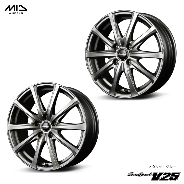 送料無料 エムアイディー ホイール MID WHEELS EuroSpeed V25 6J-15 +51 5H-114.3 (15インチ) 5H114.3 6J+51【2本セット 新品】拍卖