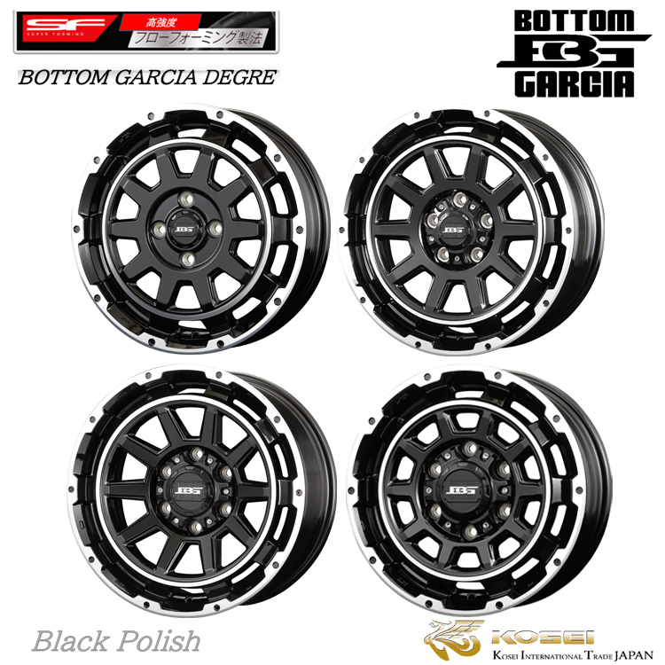 送料無料 コーセイ KOSEI BOTTOM GARCIA DEGRE BP 4.5J-15 +45 4H-100 (15インチ) 4H100 4.5J+45【2本セット 新品】拍卖