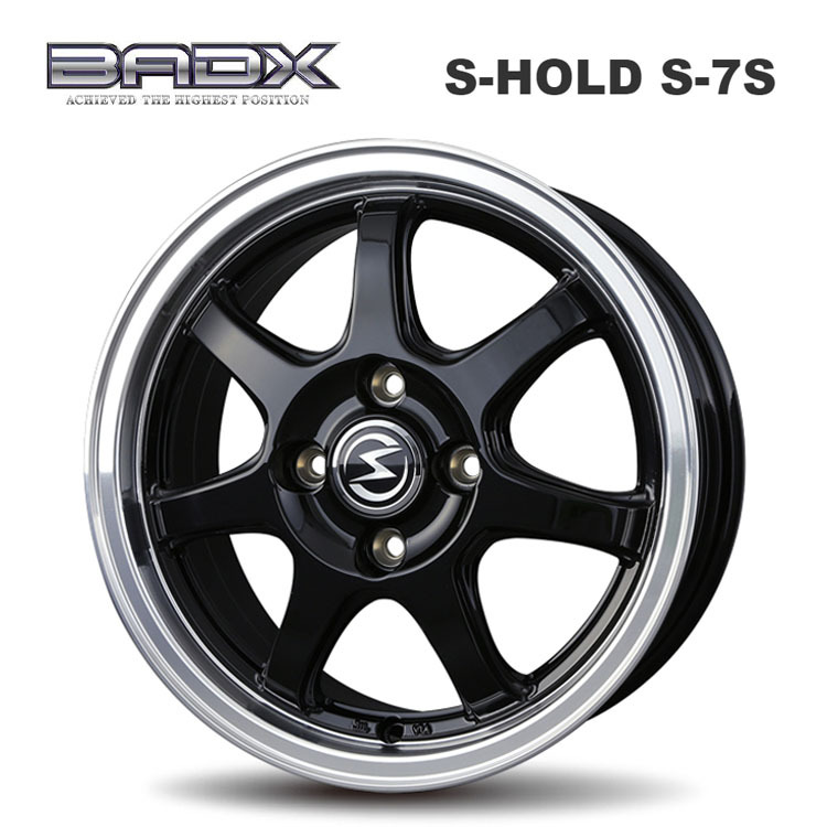 送料無料 バドックス BADX S-HOLD S-7S (BK/RP) 5.5J-14 +42 4H-100 (14インチ) 4H100 5.5J+42【4本セット 新品】拍卖