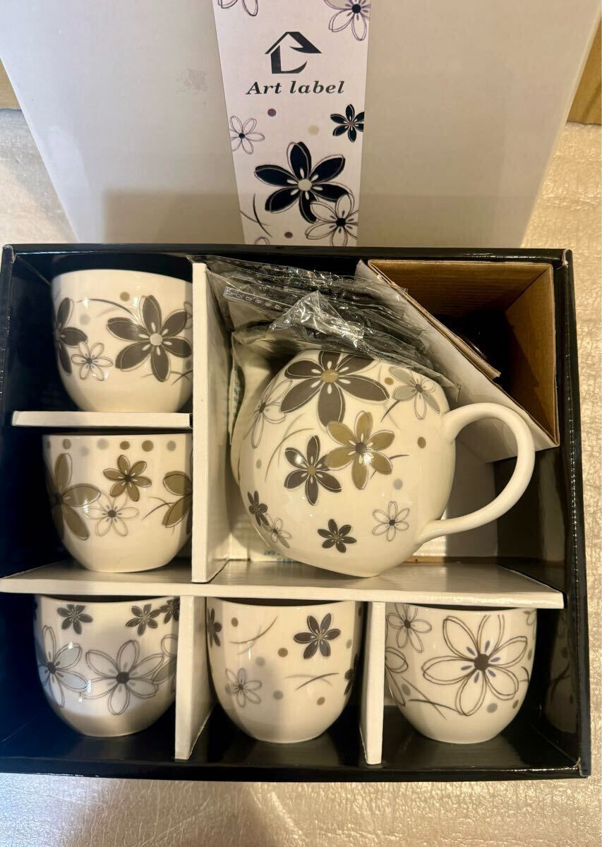 【未使用】5客ティーセット ハーモニー YAMAKATU 急須 ティーカップ 花柄 湯呑み拍卖