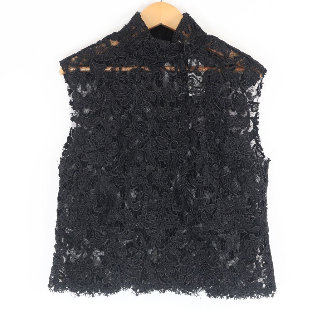 美品 SAINT LAURENT サンローラン ノースリーブレースブラウス 38 ポリエステル コットン レディース AN1734W1拍卖