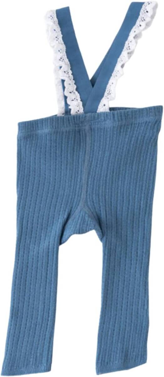 新品 ブルー Sサイズ レース付き ベビー服 レギンス サスペンダー レッグウェア 無地 伸縮性 韓国子供服 春 秋 冬 男の子 女の子拍卖