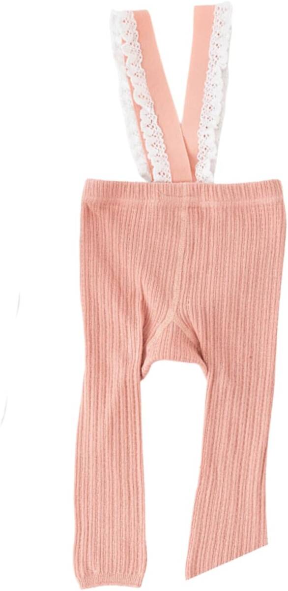 新品 ピンク Mサイズ レース付き ベビー服 レギンス サスペンダー レッグウェア 無地 伸縮性 韓国子供服 春 秋 冬 男の子 女の子拍卖