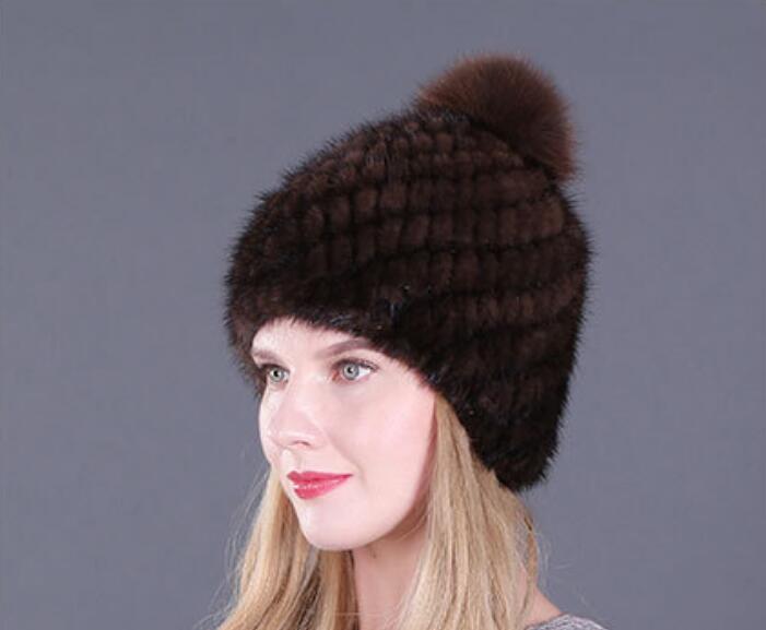 人気推薦ミンクの毛皮の帽子 ニット帽 毛皮 リアル ファー レディース ポンポン付き ベレー帽 ハット キャスケット ブラウン拍卖