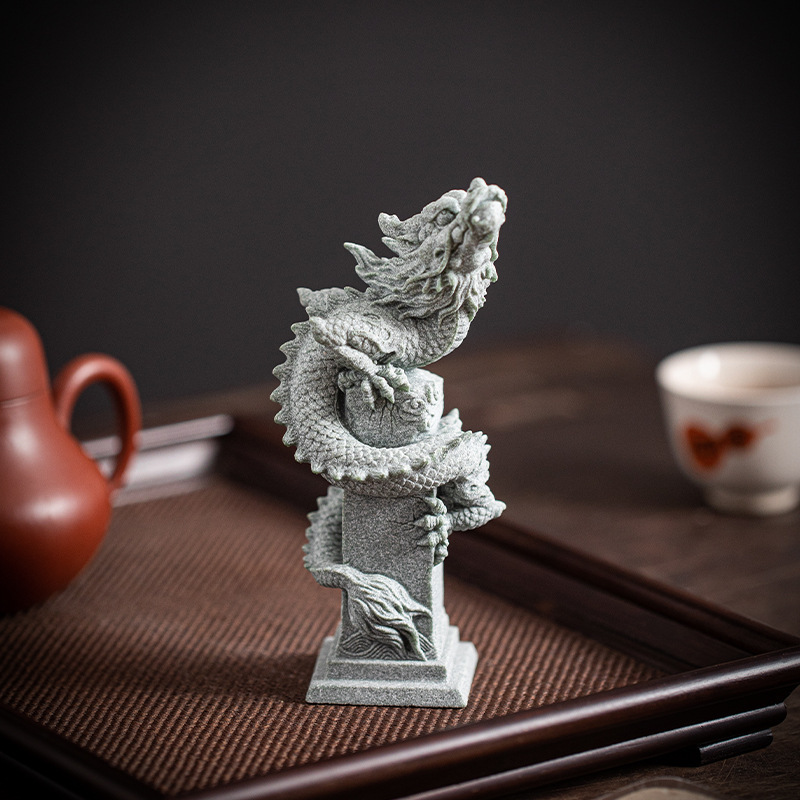 高品質龍 置物 昇龍置物 青砂石 五本爪 縁起物 機運上昇縁起物 開運 願望成就風水グッズ 開運グッズ拍卖
