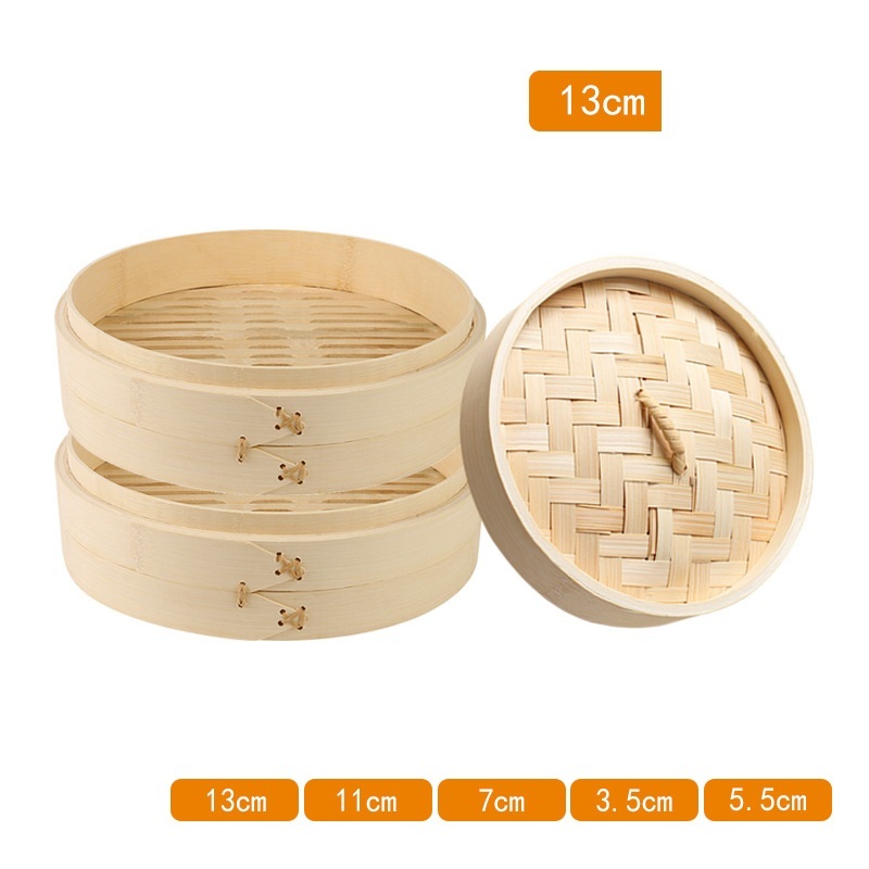 新品せいろ 蒸籠 二段蓋付 家庭用 業務用 中華蒸し器 竹製 料理器具 本格13cm拍卖