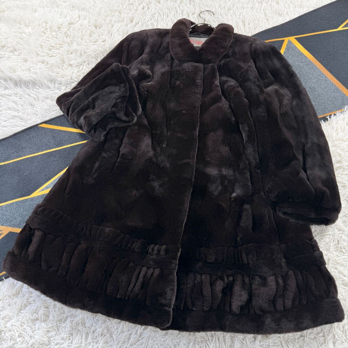 総丈93㎝ Altima グラマミンク シェアード ファーコート リアルファー 本毛皮 貂 アウター XL相当 ロング丈 毛並み◎なめし柔らか拍卖