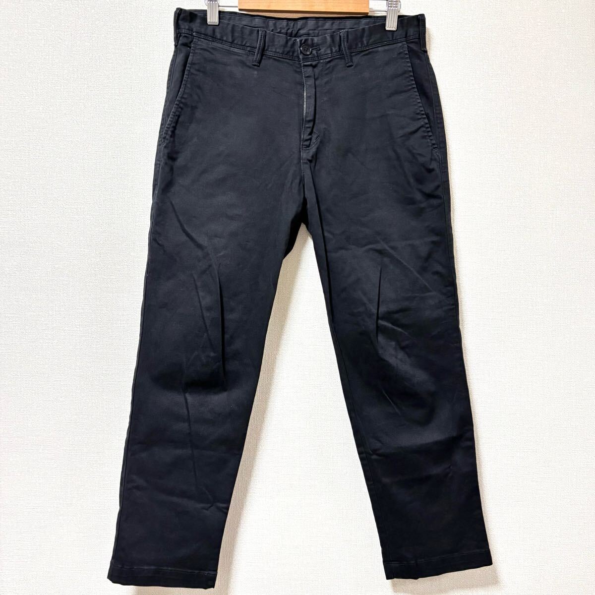 ヘビロテ確定!【UNIQLO】ユニクロ クロップド パンツ 黒 ブラック アンクル テーパード ストレッチ チノパン メンズ ウエスト73/Y31482SS拍卖