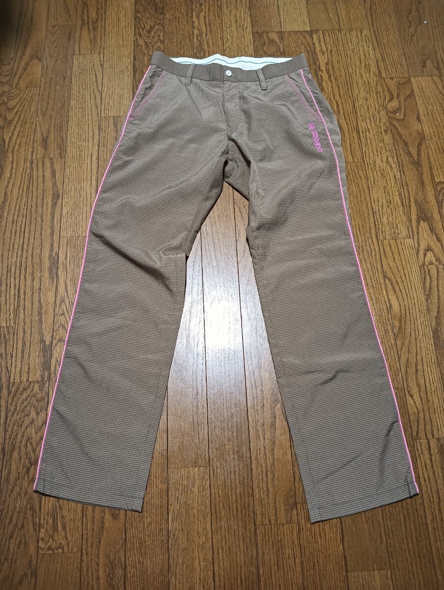 adidas アディダス テーラーメイド ロゴ刺繍 シアサッカー ゴルフ パンツ 茶系 サイズ79 メンズ 春夏 涼感拍卖