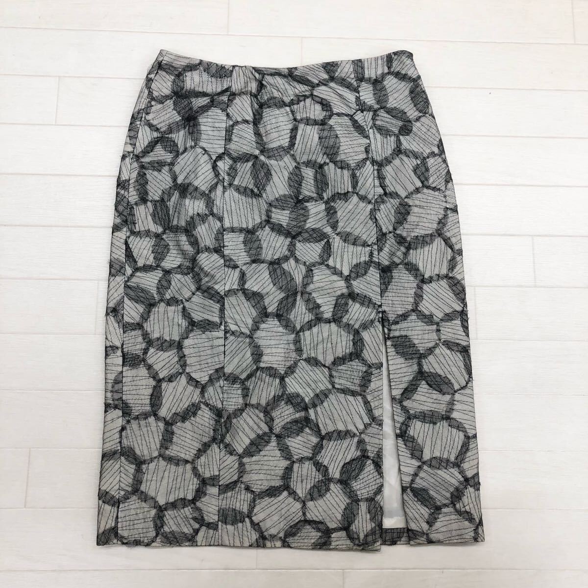 1756〓 J.CREW ジェイクルー タイトスカート レディース サイズ00 グレー 総柄 ボトムス ミドルスカート 膝丈 膝下丈拍卖