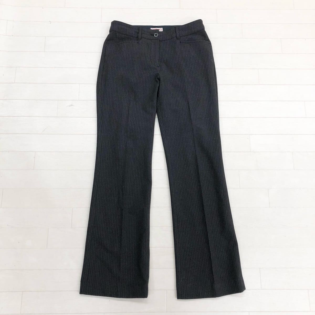 1756〓 McGREGOR マックレガー スラックス レディース サイズ9 ストライプ ダークグレー ボトムス ロングパンツ拍卖