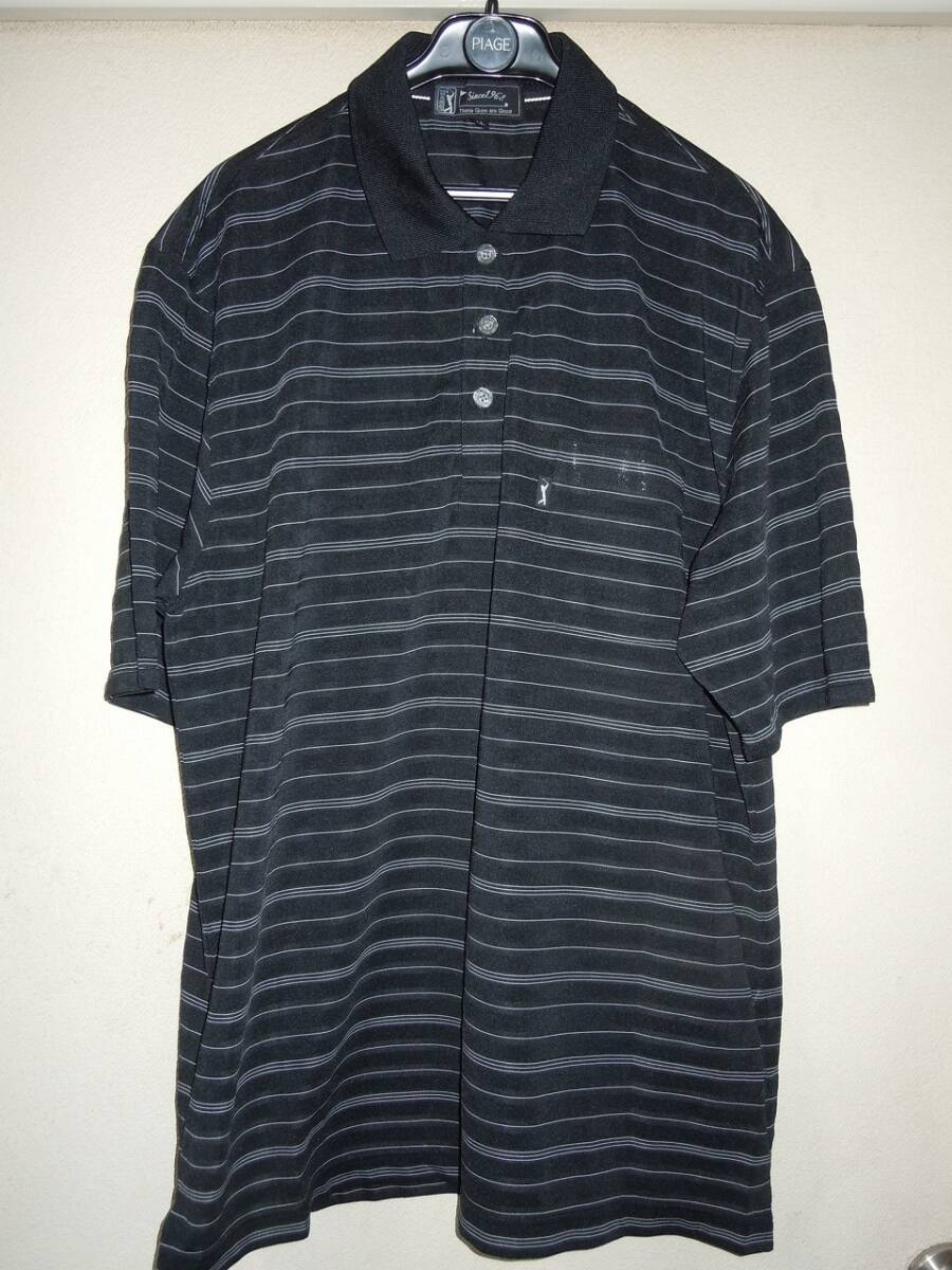 【クリックポスト発送】PGA TOUR☆黒ストライプ 半袖シャツ★LL拍卖