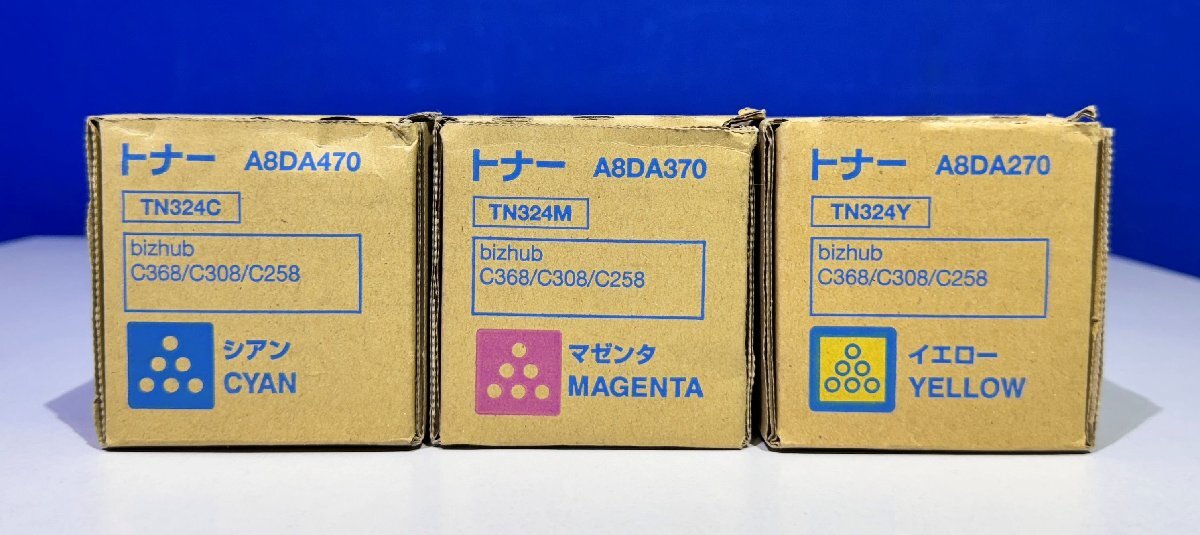 【越谷発】【KONICA MINOLTA】純正未使用トナー ☆ TN324(C×1 M×1 Y×1)カラーセット☆ (36731)拍卖