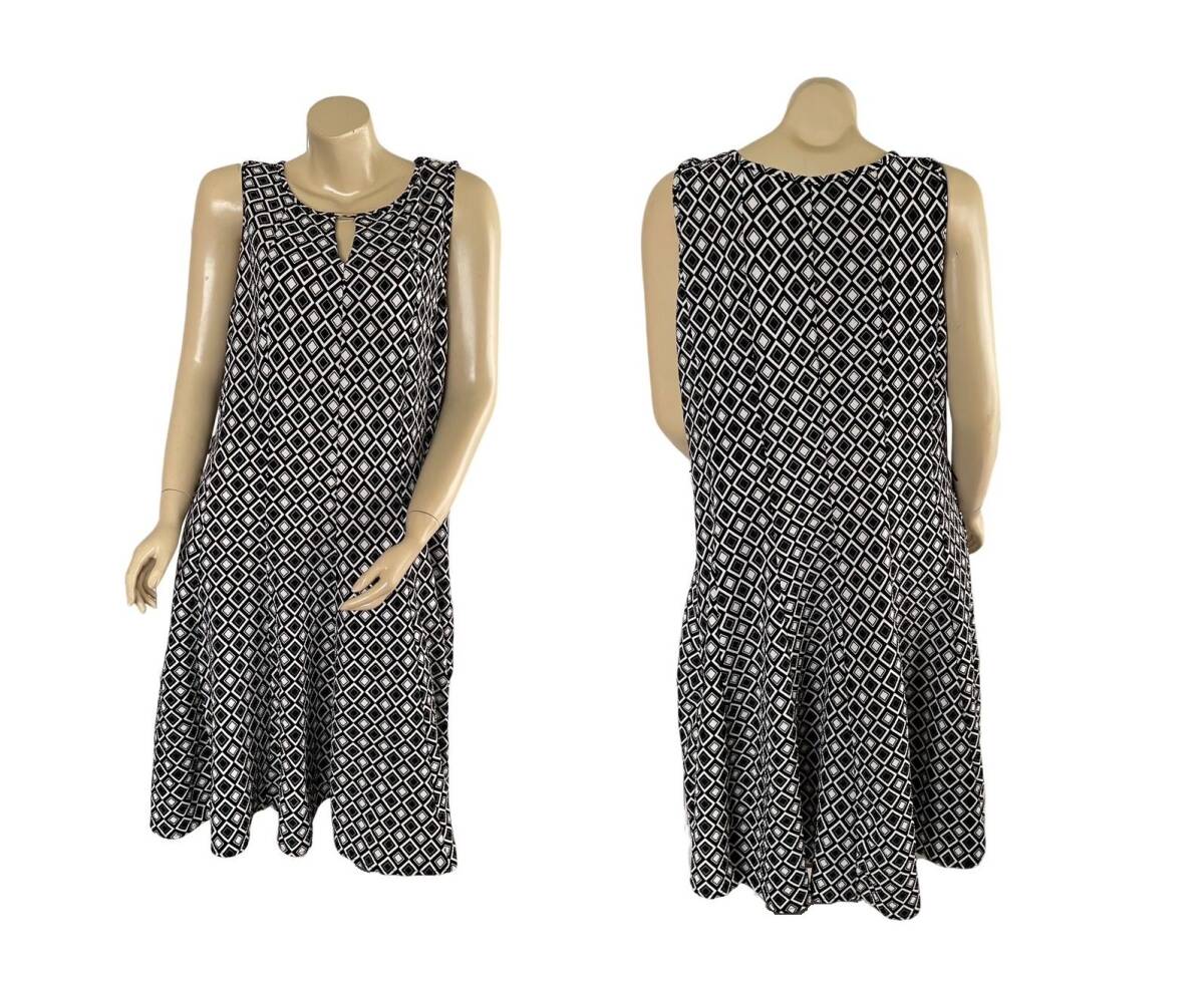 HAANI 大きいサイズ ダイヤモンド柄 Aラインワンピース US:2X(3L-4L) USサイズ 2X(3L-4L)拍卖