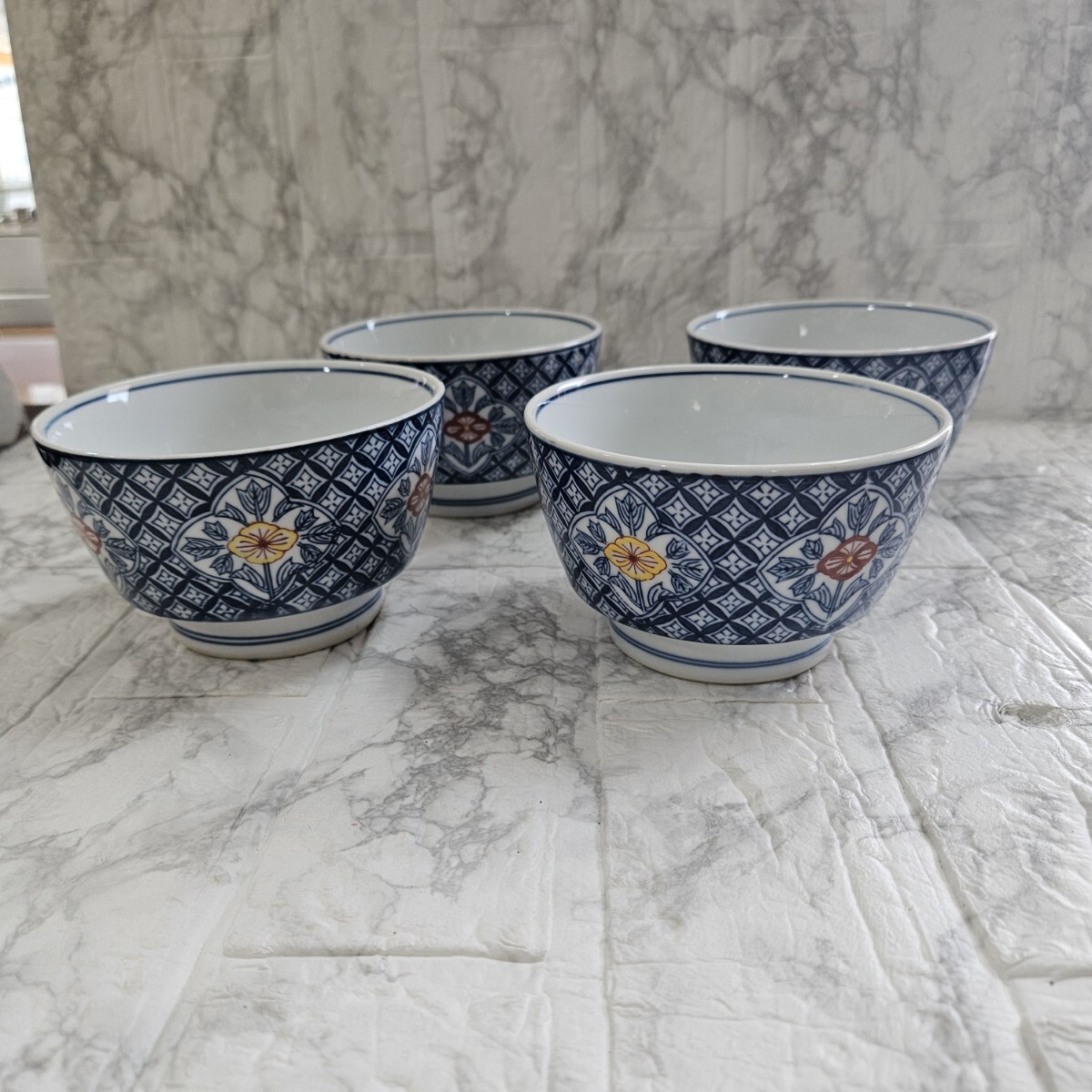 和食器 丸鉢 幸楽 食器 中鉢 懐石 染付 花柄 4個 コレクション拍卖