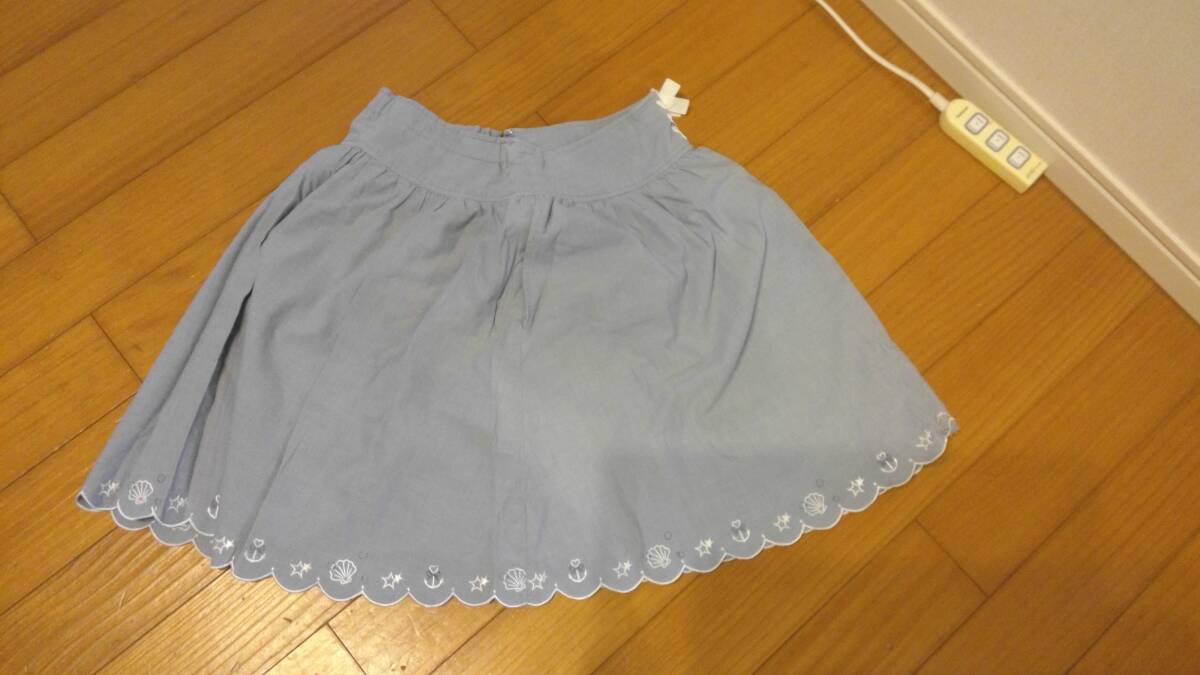 メゾピアノ mezzo pianoフレアースカートLサイズ160 水色拍卖