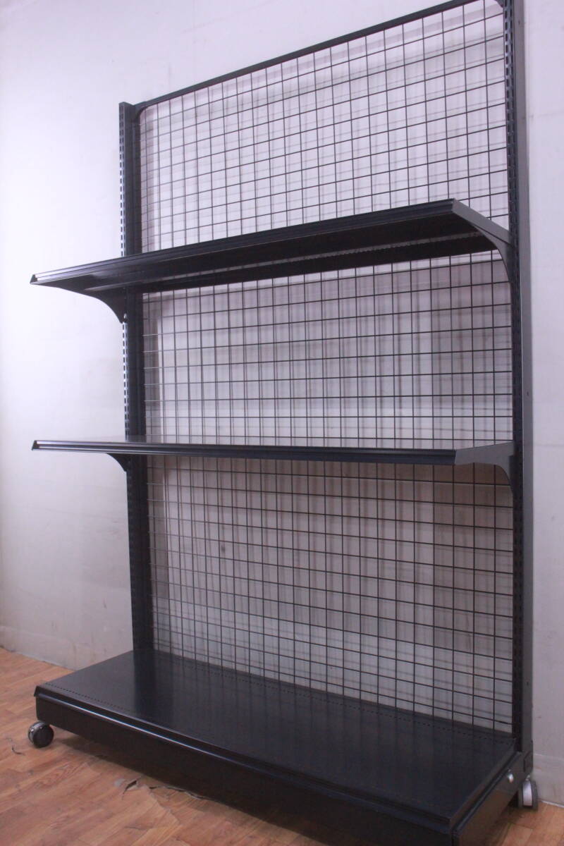 店舗用什器 棚/ラック スチール棚 3段 キャスター付き 棚高さ調整可能 中古現状品 直接引き取り 詳細不明■(Z3528)拍卖