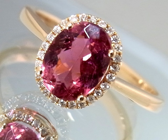 K18PG(750) 天然トルマリン ダイヤ0.098ct 2.1g ソーティング付き USED品 美品拍卖