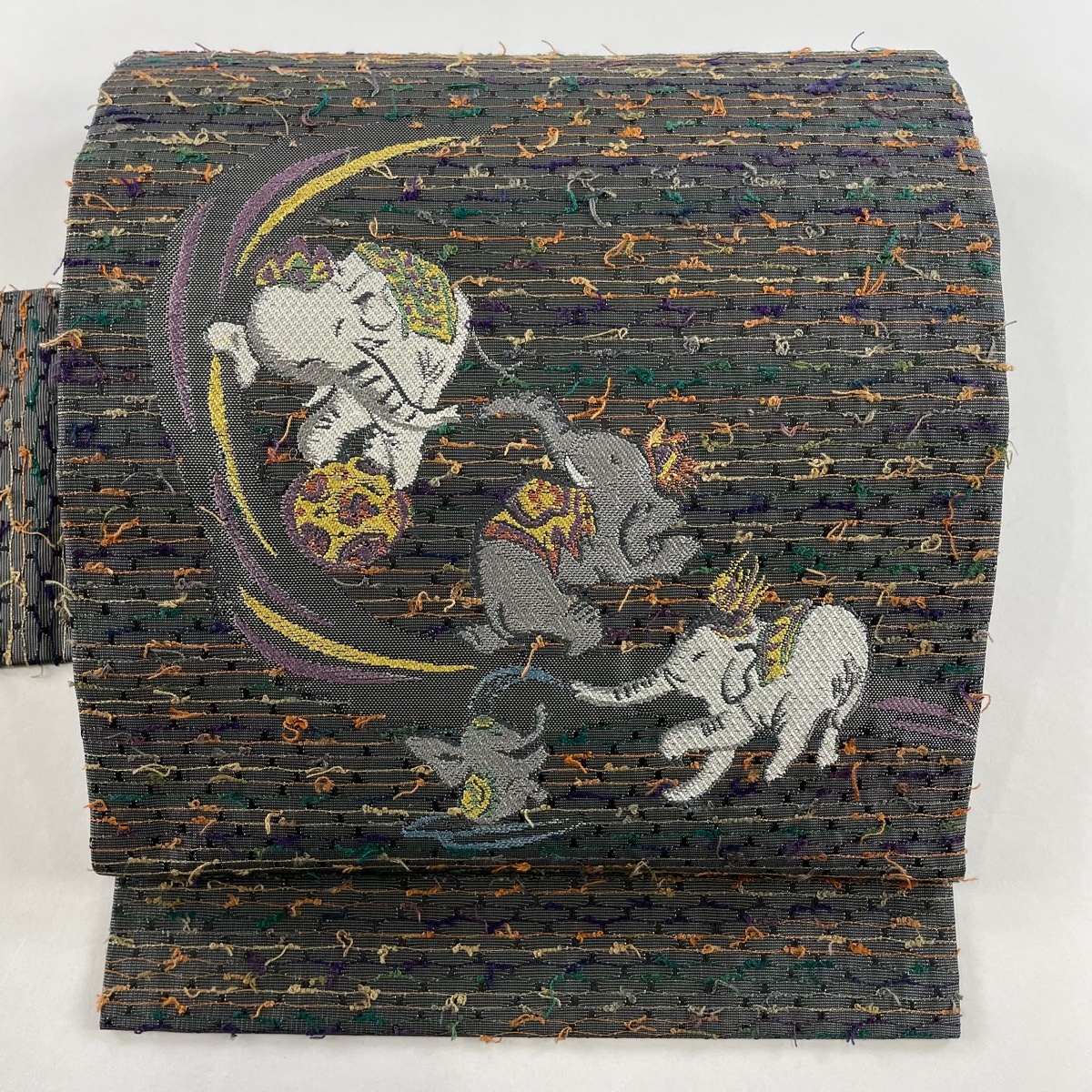 【在庫一掃】 名古屋帯 美品 逸品 象 ラメ糸 灰緑 正絹 【中古】拍卖