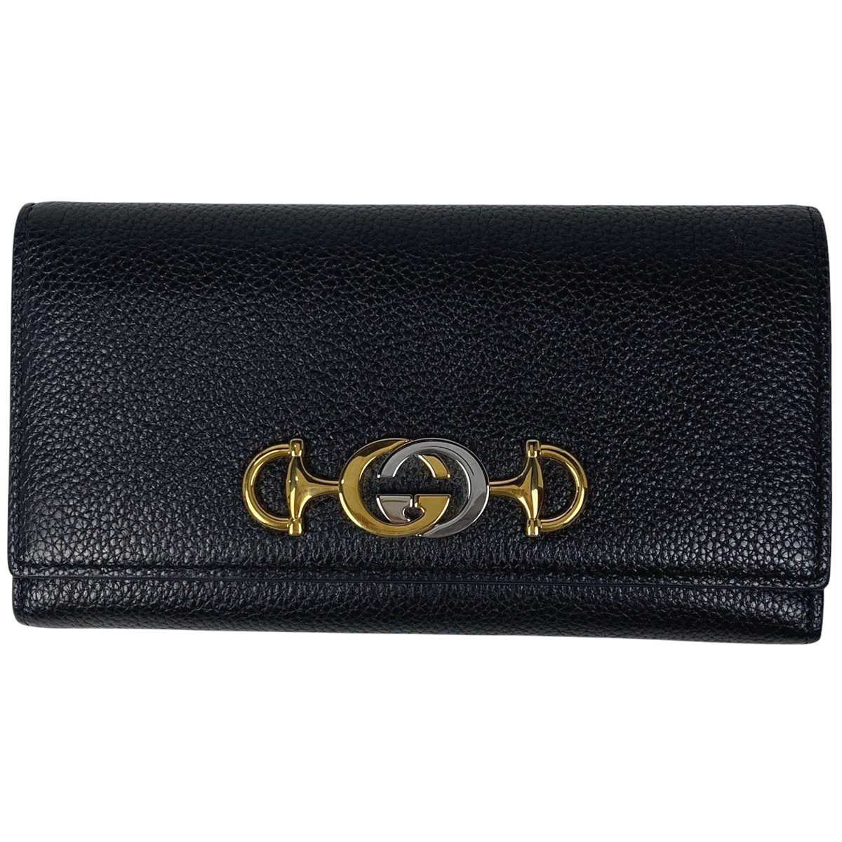 【在庫一掃】 グッチ グッチズゥミ コンチネンタルウォレット 二つ折り 長財布 レザー ブラック 573612 【中古】拍卖