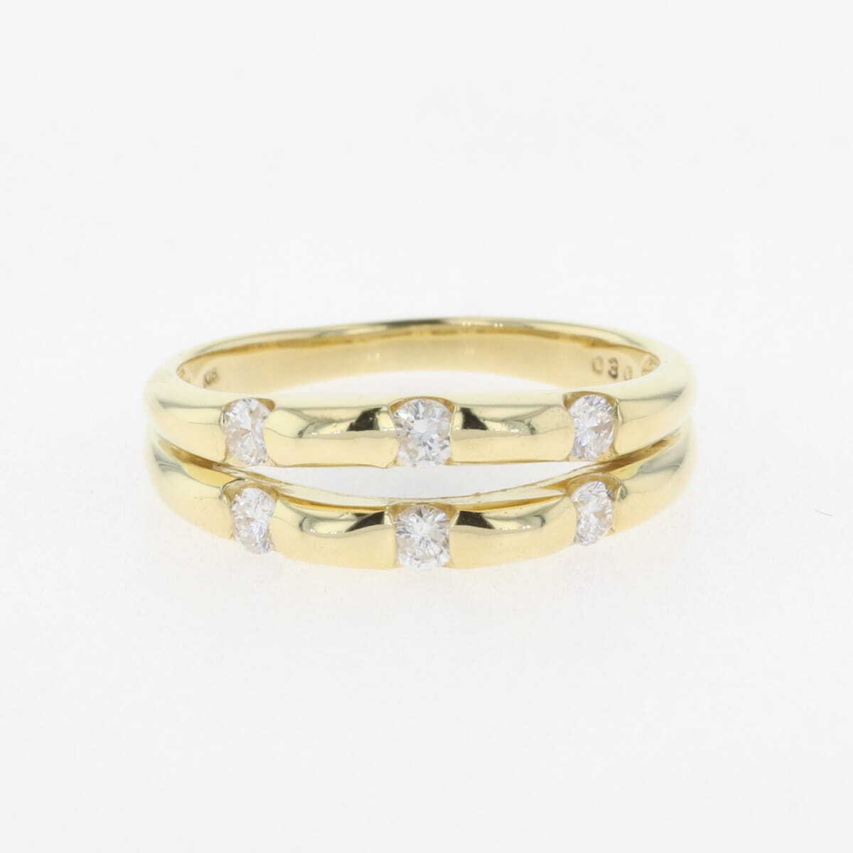 【在庫一掃】 メレダイヤ デザインリング YG イエローゴールド リング 10.5号 K18 ダイヤモンド 【中古】拍卖