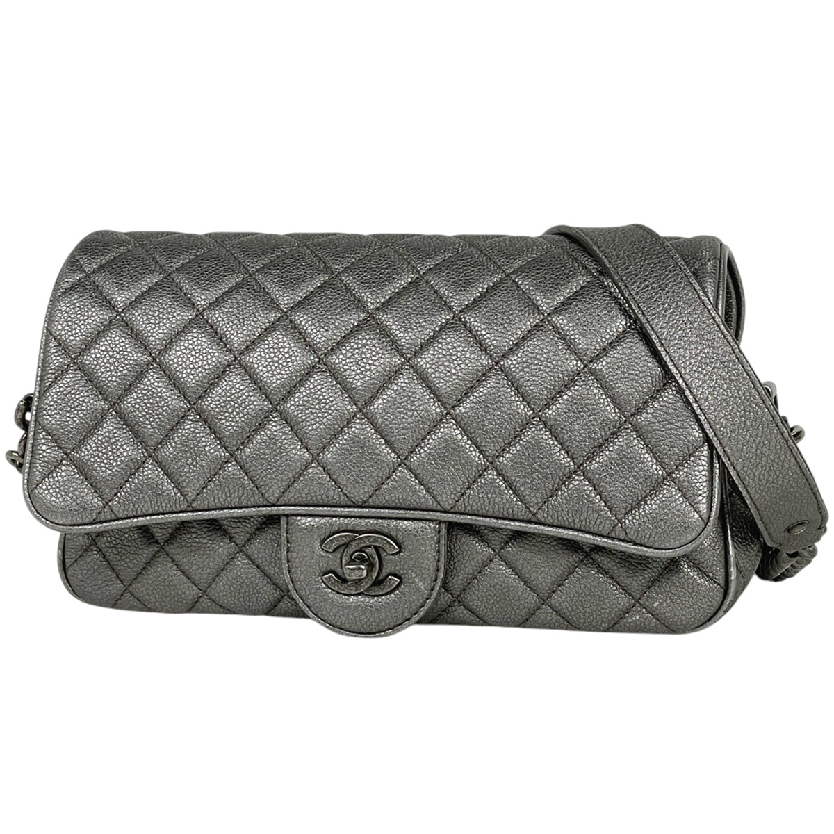 【在庫一掃】 シャネル ココマーク チェーン ショルダーバッグ マトラッセ 肩掛け ショルダーバッグ レザー シルバー 【中古】拍卖