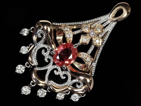 .RM14709SS【売り切り】新品【RK宝石】希少宝石 極上パパラチャサファイア 大粒0.9ct 極上ダイヤモンド K18 K18WG 超高級ペンダントヘッド拍卖