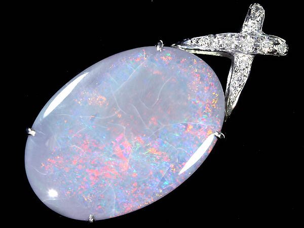 3MV12318T【売り切り】新品【RK宝石】≪opal≫ 上質ブラックオパール 特大9.34ct 極上ダイヤモンド Pt900 高級ペンダントヘッド ネックレス拍卖