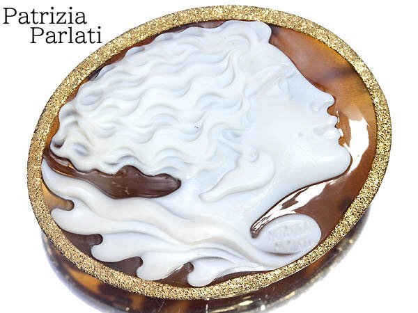 6RL13115【売り切り】新品仕上【RK宝石】PATRIZIA PARLATI シェルカメオ K18 超高級 ペンダントヘッド ブローチ パトリシア・パルラーティ拍卖