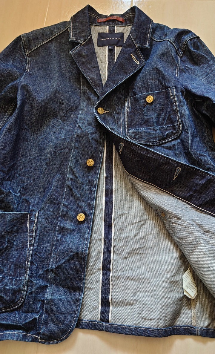 ★一期一会 美品!:BANANA REPUBLIC セルビッジデニムカバーオール シワ加工 サイズM ★拍卖